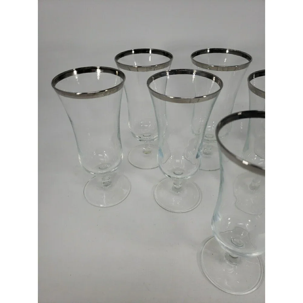 French Crystal Platinum Rim Cocktail or Dessert Parfait Glasses Marked France